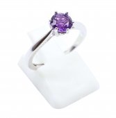 Bague Argent 925 Plaquée Platine 'Rond Sublime' Améthyste