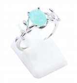 Bague Argent 925 Plaquée Platine 'Murmure de Laurier' Amazonite