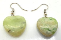 Boucles d'Oreilles Métal Jade Verte Cœur 4cm