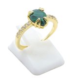 Bague Argent 925 Plaquée Or Malachite Extra