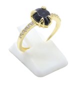 Bague Argent 925 Plaquée Or Onyx Extra