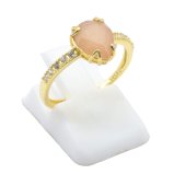 Bague Argent 925 Plaquée Or Pierre de Soleil Extra