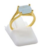 Bague Argent 925 Plaquée Or Aigue-Marine Extra