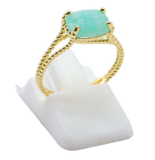 Bague Argent 925 Plaquée Or Amazonite Extra