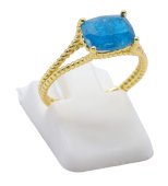 Bague Argent 925 Plaquée Or Apatite Rectangle Extra