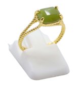 Bague Argent 925 Plaquée Or Jade Verte Rectangle Extra