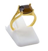 Bague Argent 925 Plaquée Or Œil de Tigre Rectangle Extra
