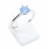 Bague Argent 925 Plaquée Platine 'Rond Sublime' Aigue-Marine