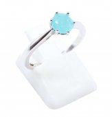 Bague Argent 925 Plaquée Platine Amazonite Ronde