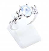 Bague Argent 925 Plaquée Platine 'Murmure de Laurier' Aigue-Marine