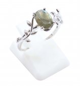 Bague Argent 925 Plaquée Platine 'Murmure de Laurier' Labradorite