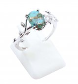 Bague Argent 925 Plaquée Platine 'Murmure de Laurier' Turquoise