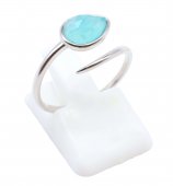 Bague Argent 925 Plaquée Platine 'Serpent Argenté' Amazonite