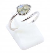 Bague Argent 925 Plaquée Platine 'Serpent Argenté' Labradorite