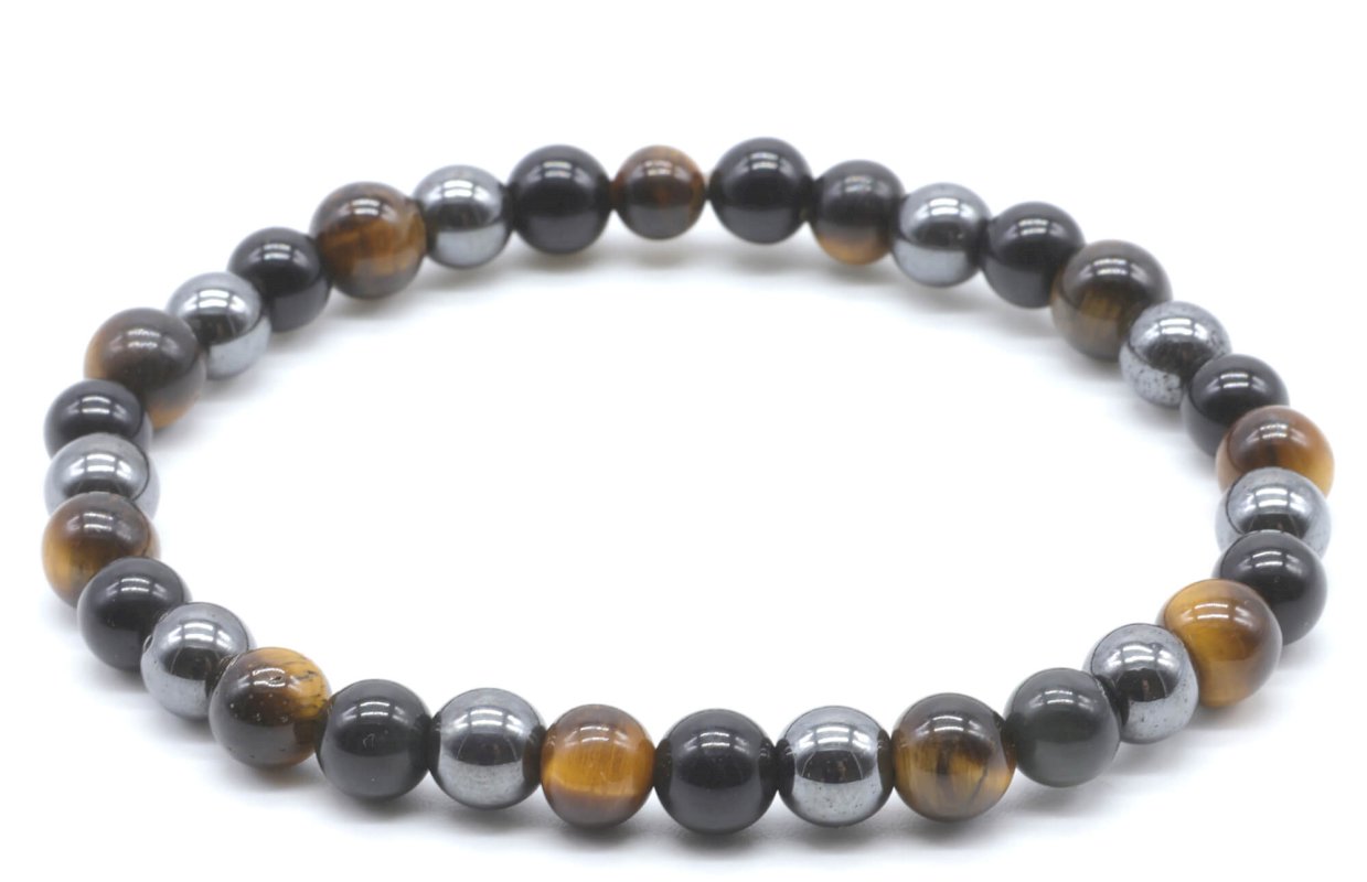 Bracelet Protection • Obsidienne Noire, Hématite & Œil de Tigre • Perles 6mm