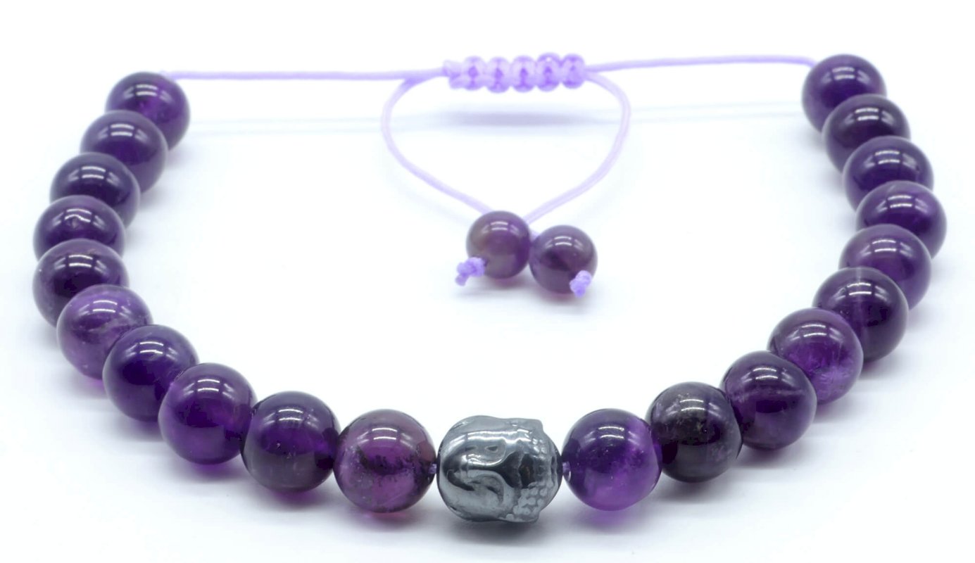 Bracelet Ajustable Améthyste • Perles 8mm