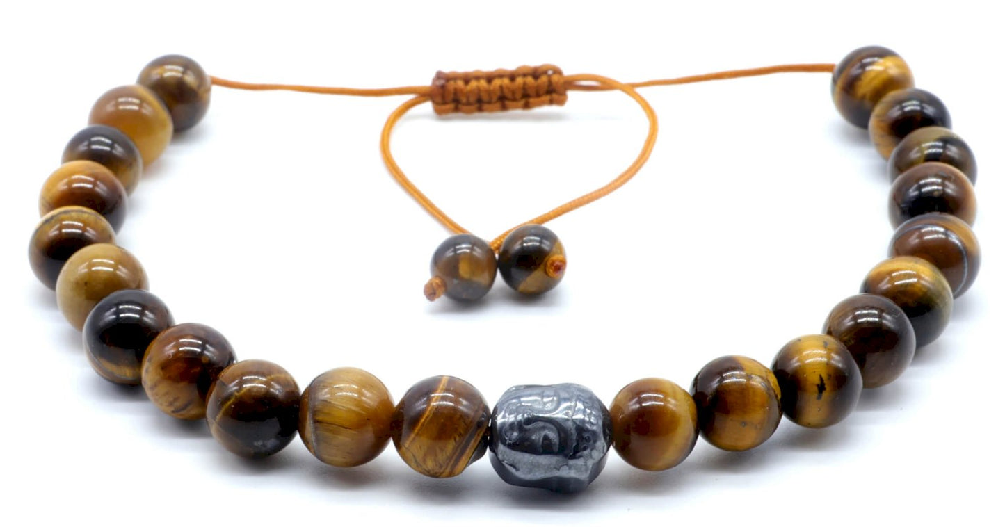 Bracelet Ajustable Œil de Tigre • Perles 8mm