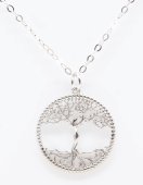 Collier Argent 925 Plaqué Platine Arbre de Vie 2cm