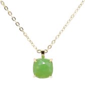 Collier Argent 925 Plaqué Or Jade Verte Extra