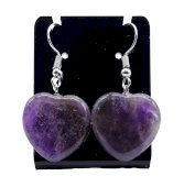 Boucles d'Oreilles Métal Améthyste Cœur 4cm