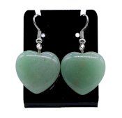 Boucles d'Oreilles Métal Aventurine Cœur 4cm