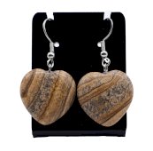 Boucles d'Oreilles Métal Jaspe Paysage Cœur 4cm