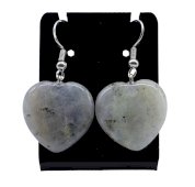 Boucles d'Oreilles Métal Labradorite Cœur 4cm