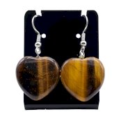 Boucles d'Oreilles Métal Œil de Tigre Cœur 4cm