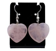 Boucles d'Oreilles Métal Quartz Rose Cœur 4cm