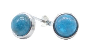 Boucles d'Oreilles Argent 925 Apatite Ronde Polie