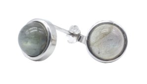Boucles d'Oreilles Argent 925 Labradorite Ronde Polie