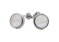 Boucles d'Oreilles Argent 925 Pierre de Lune Ronde Polie