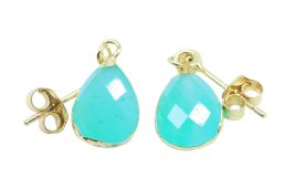 Boucles d'Oreilles Argent 925 Plaquées Or 'Ondée Dorée' Amazonite