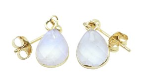 Boucles d'Oreilles Argent 925 Plaquées Or 'Ondée Dorée' Pierre de Lune