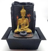 Fontaine d'Intérieur Bouddha Thaï Doré en Résine – 22 cm