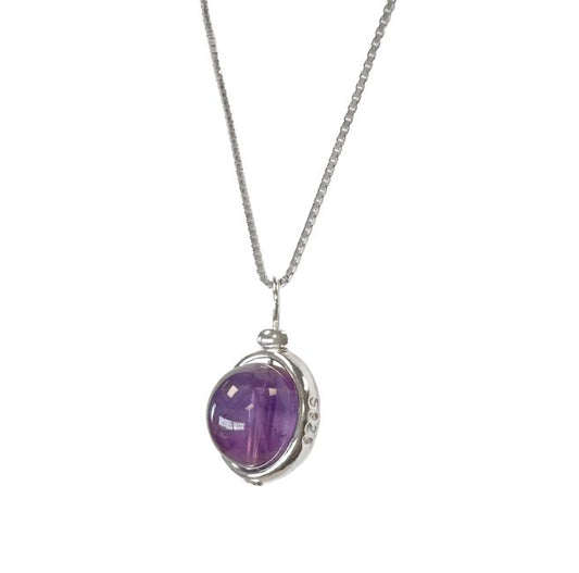 Collier Argent 925 — Pendentif Boule Améthyste AA 10mm