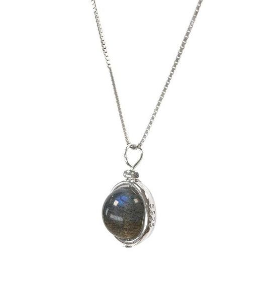 Collier Argent 925 — Pendentif Boule Labradorite AA 10mm