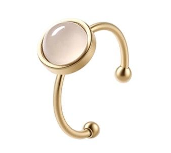 Bague Quartz Rose – acier inoxydable doré